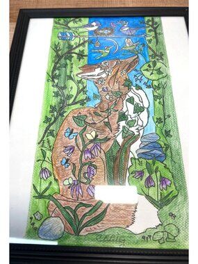 Framed Nature-Inspired Fox & Birds Colored Artwork